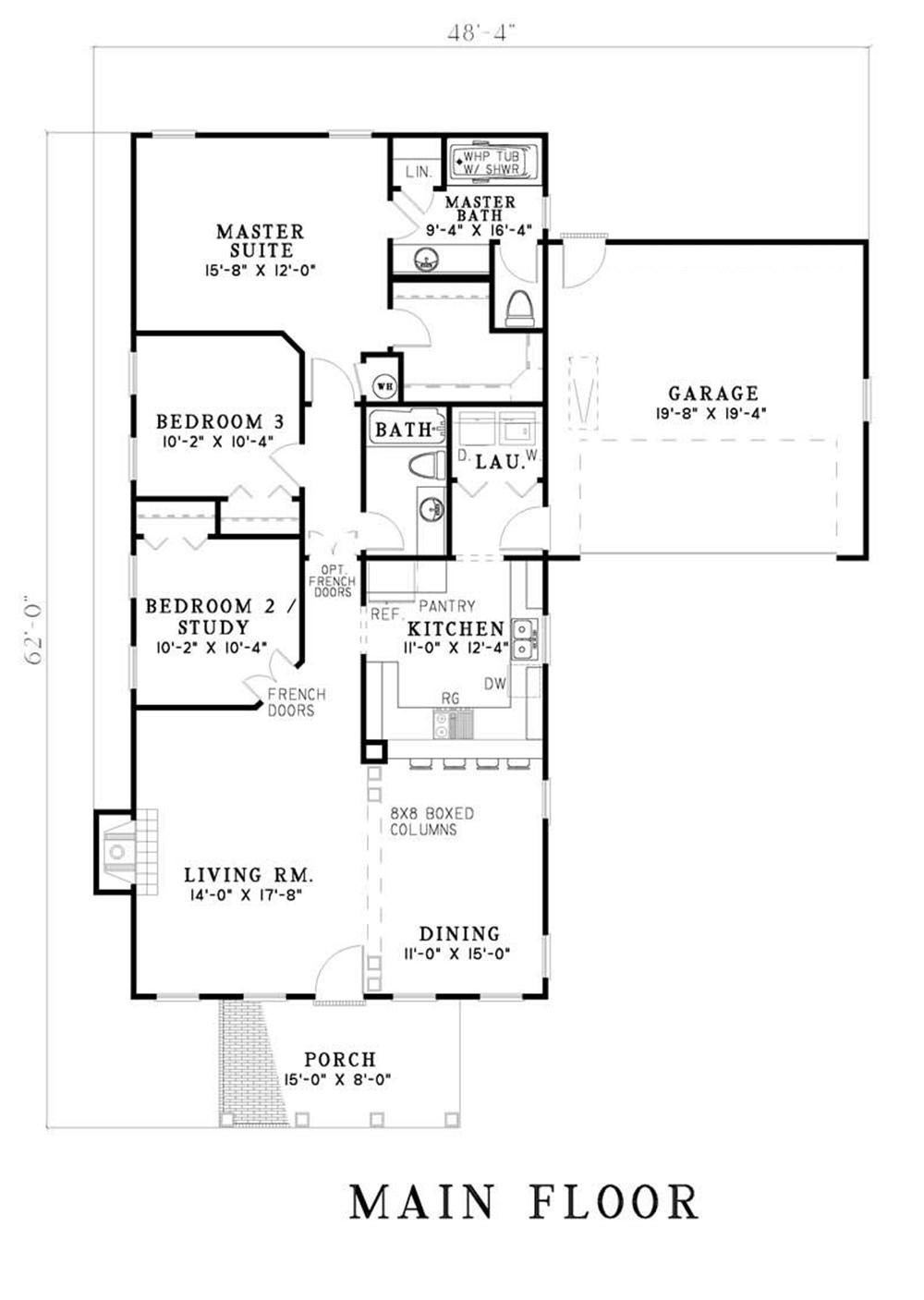 Floor Plan First Story of Small House Plans #153-1354